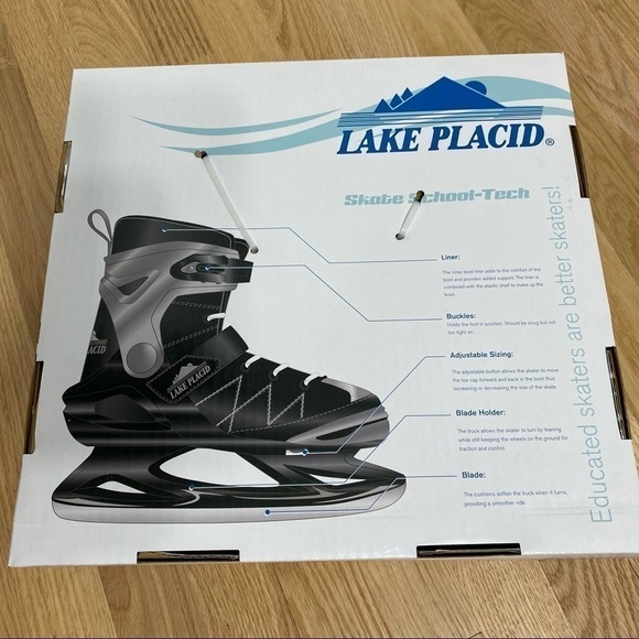 Lake Placid Ice Skates NEW Sz 11-1 Adjustable Youth Kids Gray Black - Picture 4 of 5